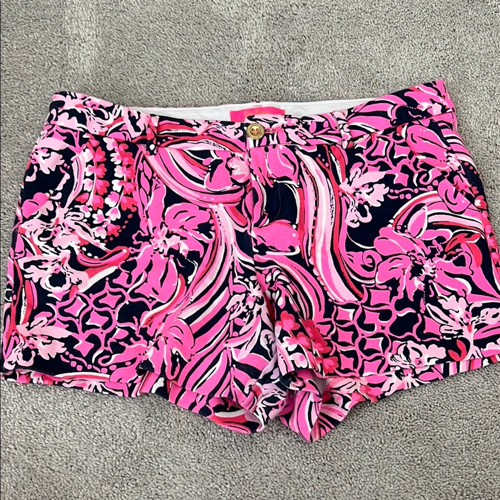 Vibrant Pink Lilly Pulitzer Patterned Women Shorts